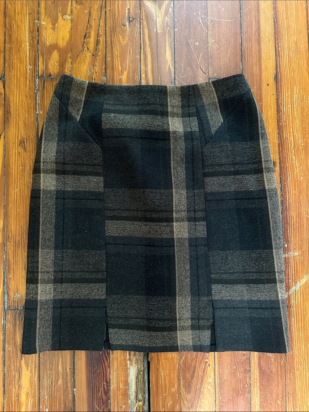 Vintage Daspi Italian Wool Plaid Midi Skirt